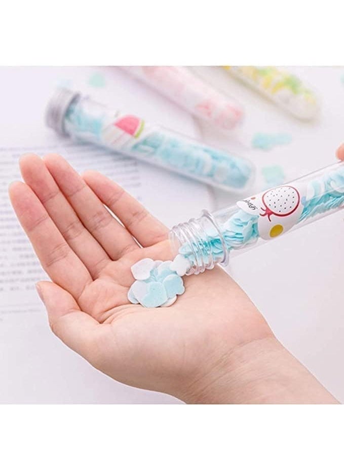 Portable rose-shaped paper strips in a plastic tube for daily handwashing, travel, school, gym, and camping. Small, lightweight, and easy to carry. 2-pack. - Image 1